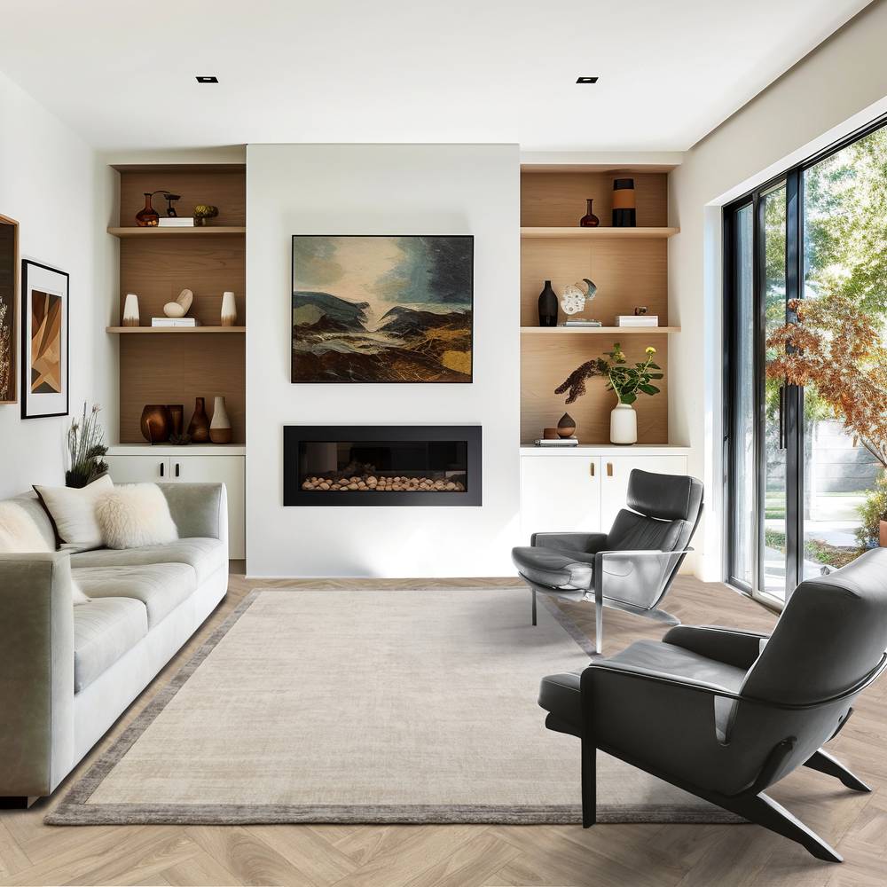 Blade Border 120x170cm Putty/Silver 07 Rug