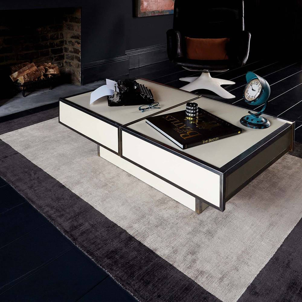 Blade Border Rug 200x200cm Charcoal Silver 04 Rug