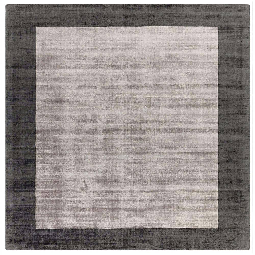 Blade Border Rug 200x200cm Charcoal Silver 04 Rug
