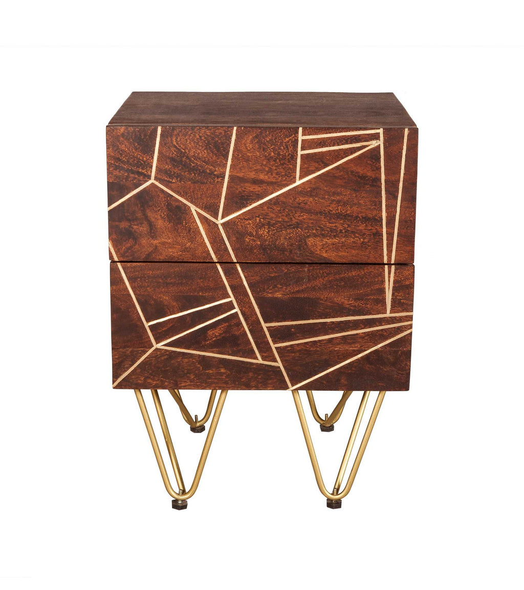 Jai Gold Two Drawer Side Table