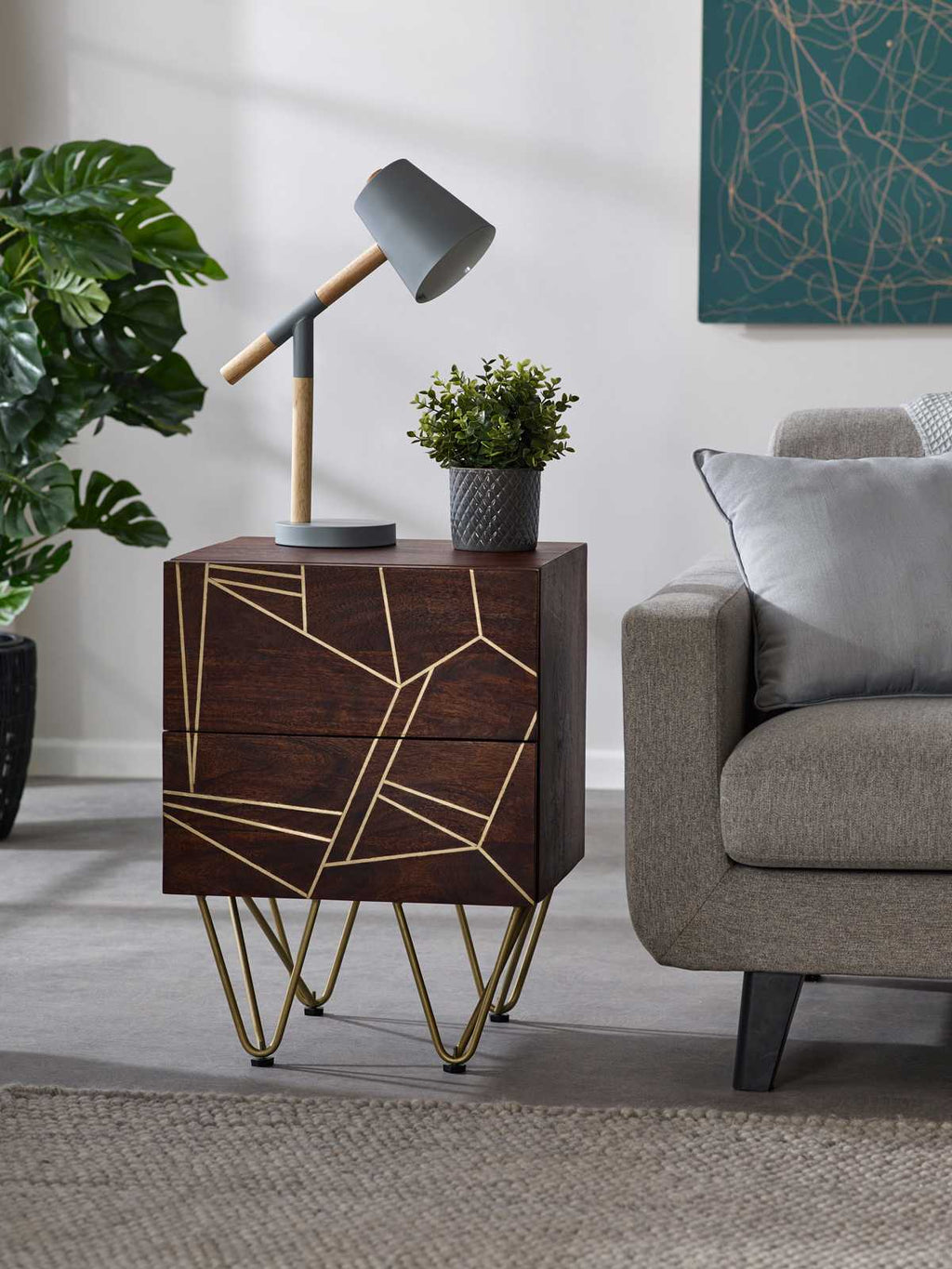 Jai Gold Two Drawer Side Table