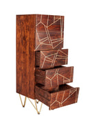 Jai Solid Mango Wood Gold Tall Chest of Drawers