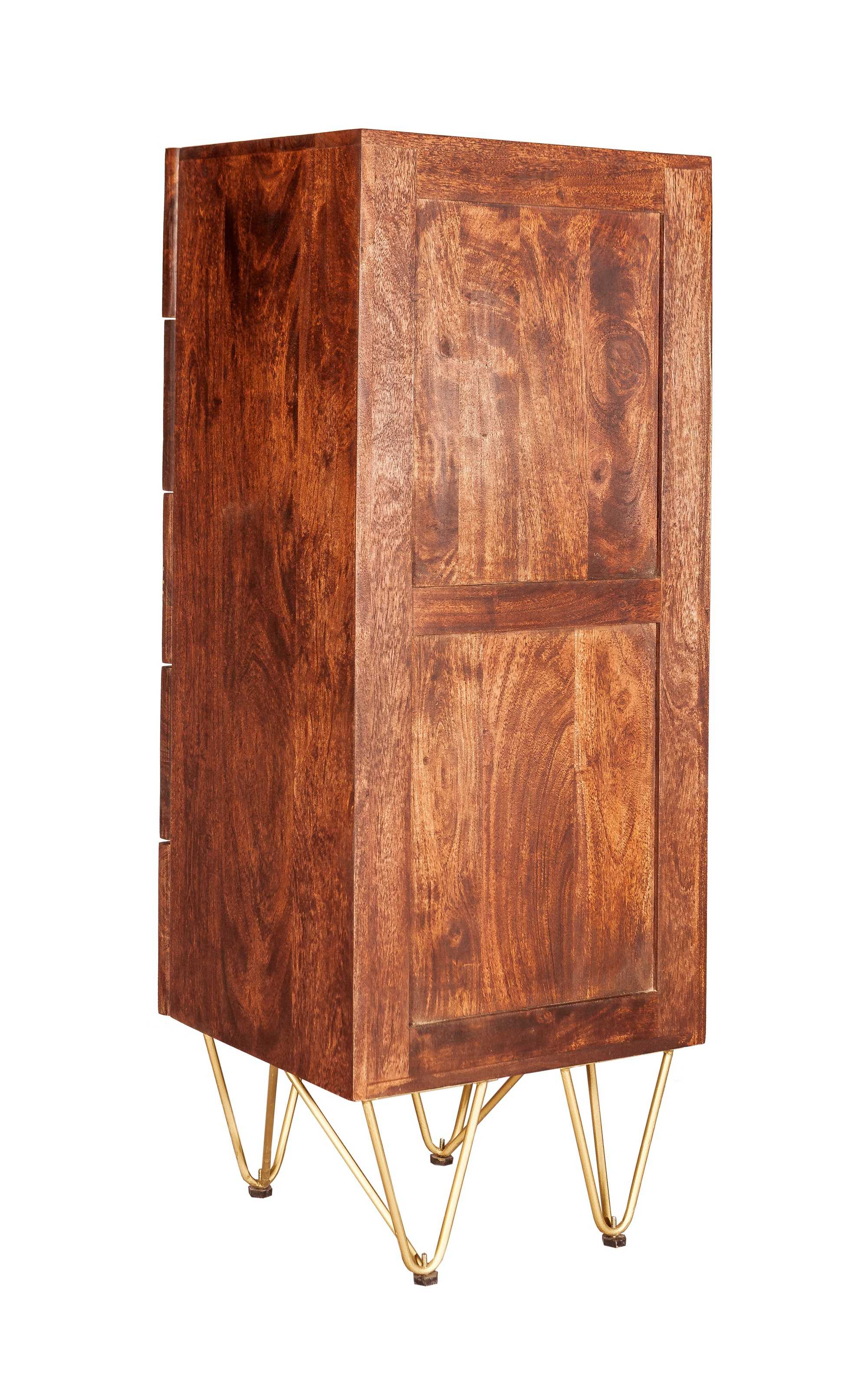 Jai Solid Mango Wood Gold Tall Chest of Drawers