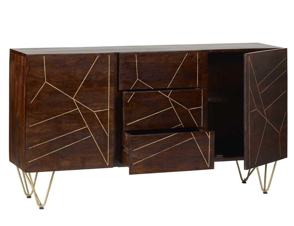 Jai Solid Mango Wood Extra Large Sideboard 3 Drawers and 2 Doors
