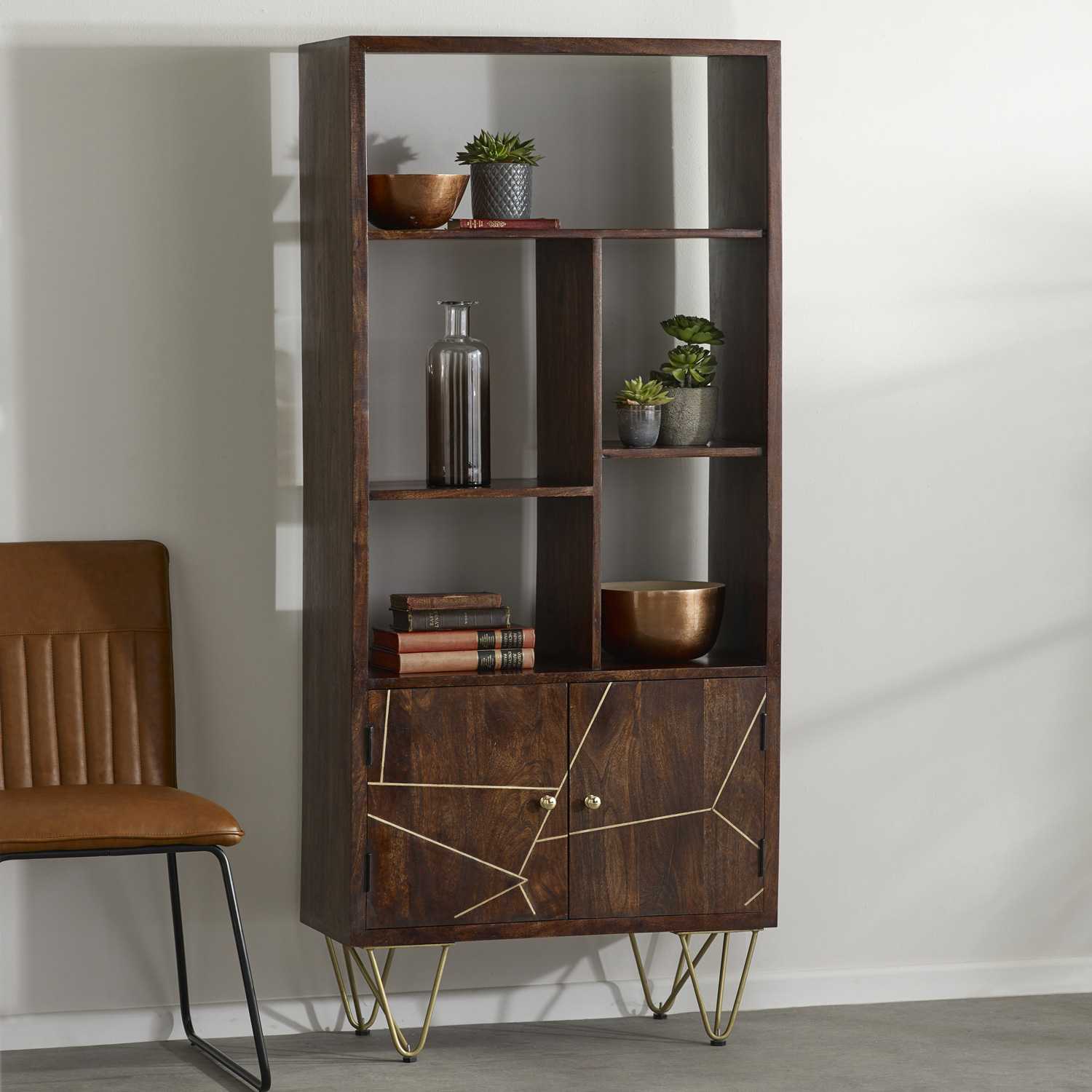 Jai Solid Mango Wood Large Bookcase 2 Door