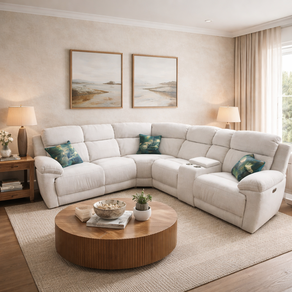 Owen Electric Recliner Sofa Beige Large Corner