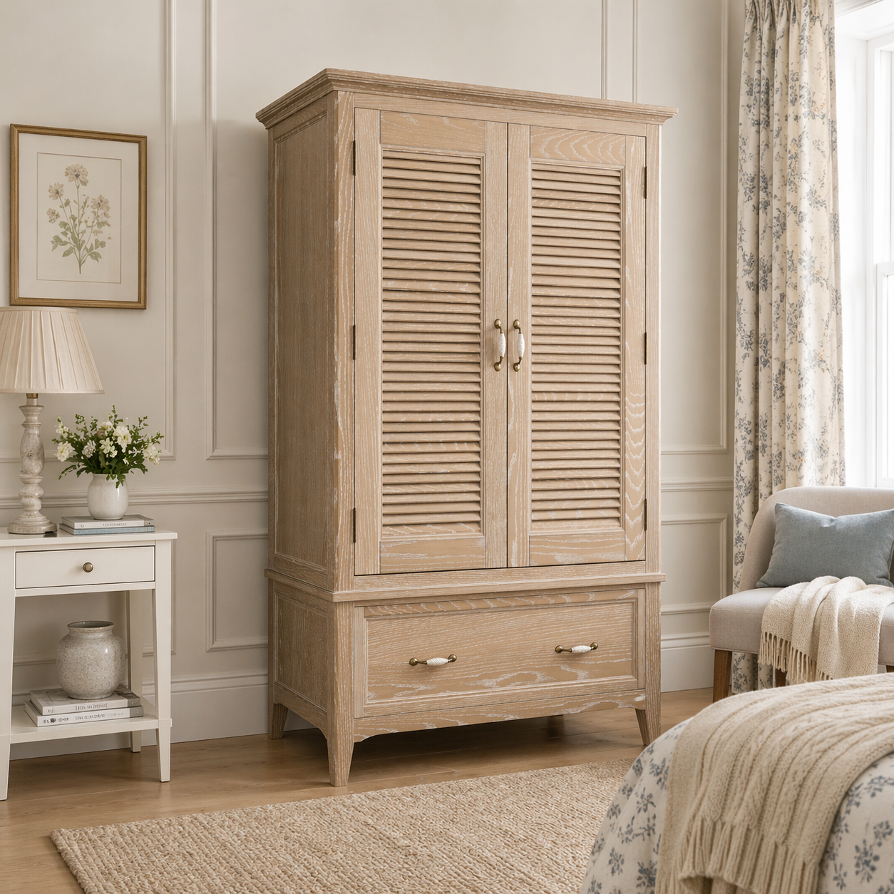 Ennis Oak & Ash 2 Door 1 Drawer Wardrobe