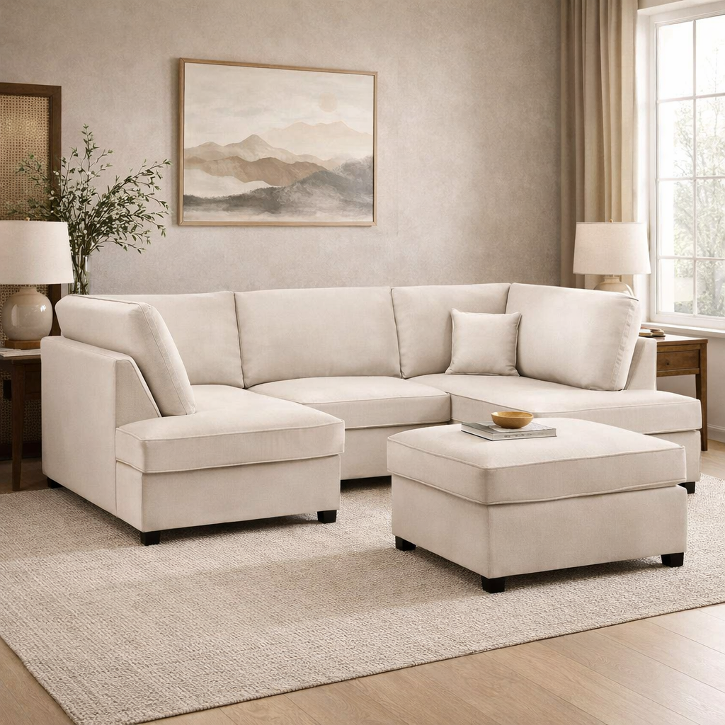 Carnaby Sofa Plush Beige U Shape Corner Morgan | Malvern | Somerford | Calix | Euphoria | Plush Style