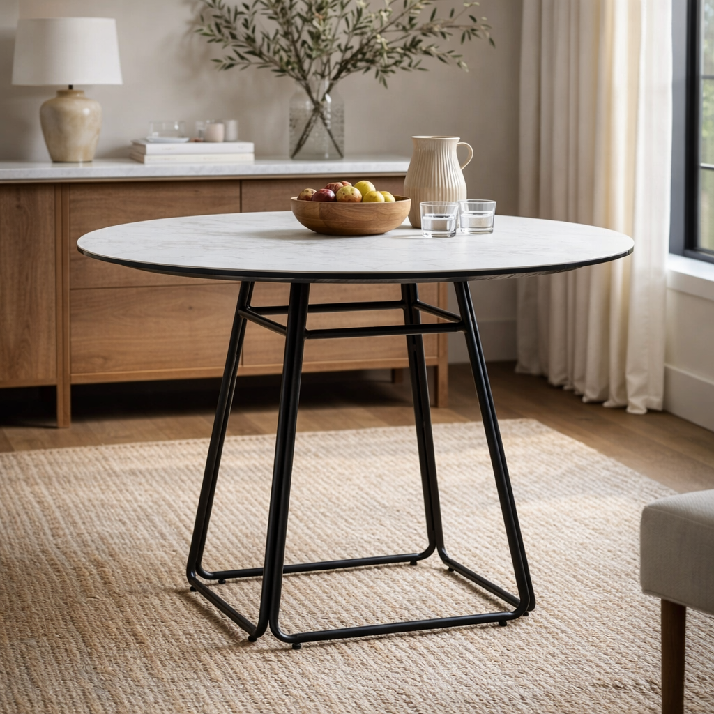 Imperia Ceramic Marble Effect Round Dining Table