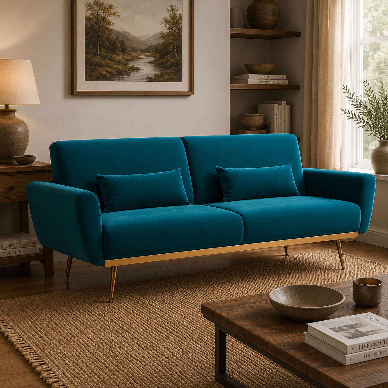Hatton Green Velvet Sofa Bed
