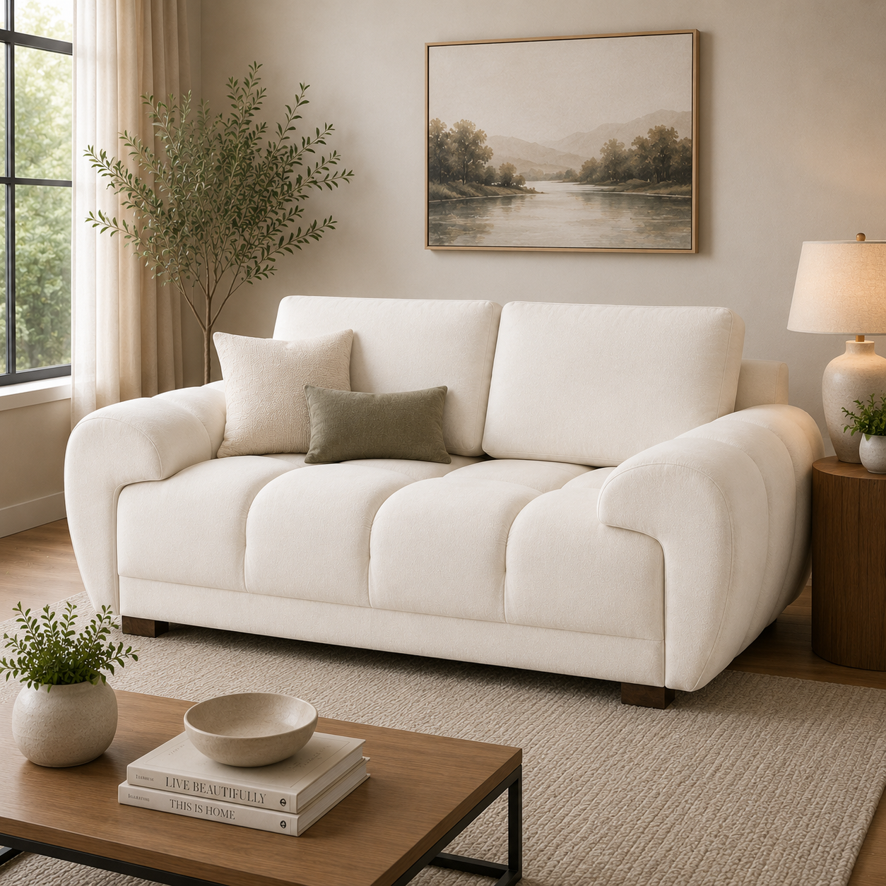 Azzuro Sofa Cream 2 Seater
