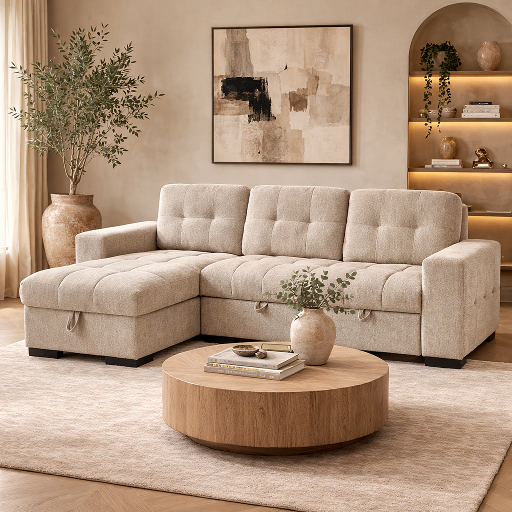 Palermo Universal Corner Sofabed Beige Eastley | Kip | Quercioli | Barete | Metropolitan | Portobello | Aissa Style