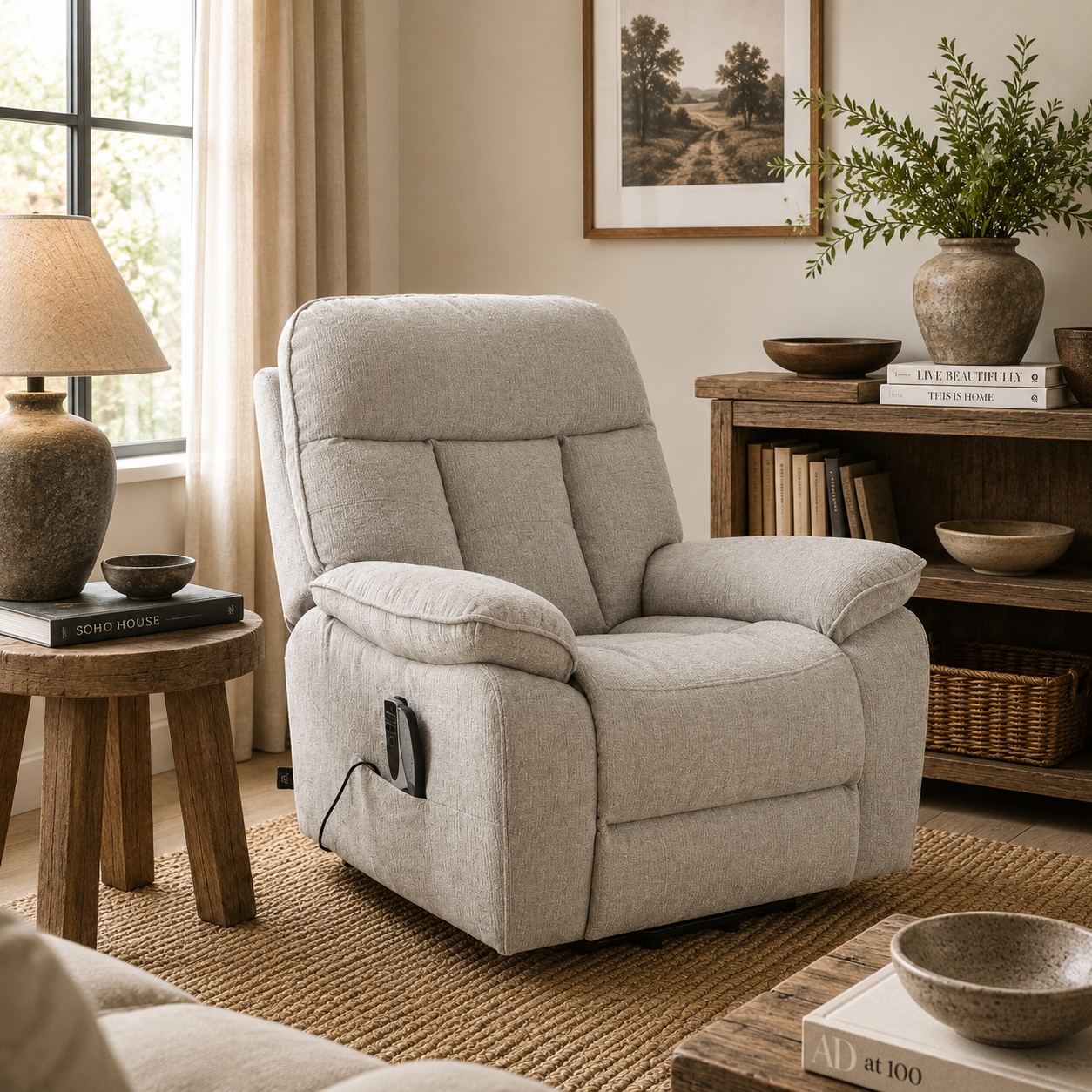 Cornwall Rise And Recline Chair With Massage And Heat Grey - Newsome | Argenta | Goodwood Style
