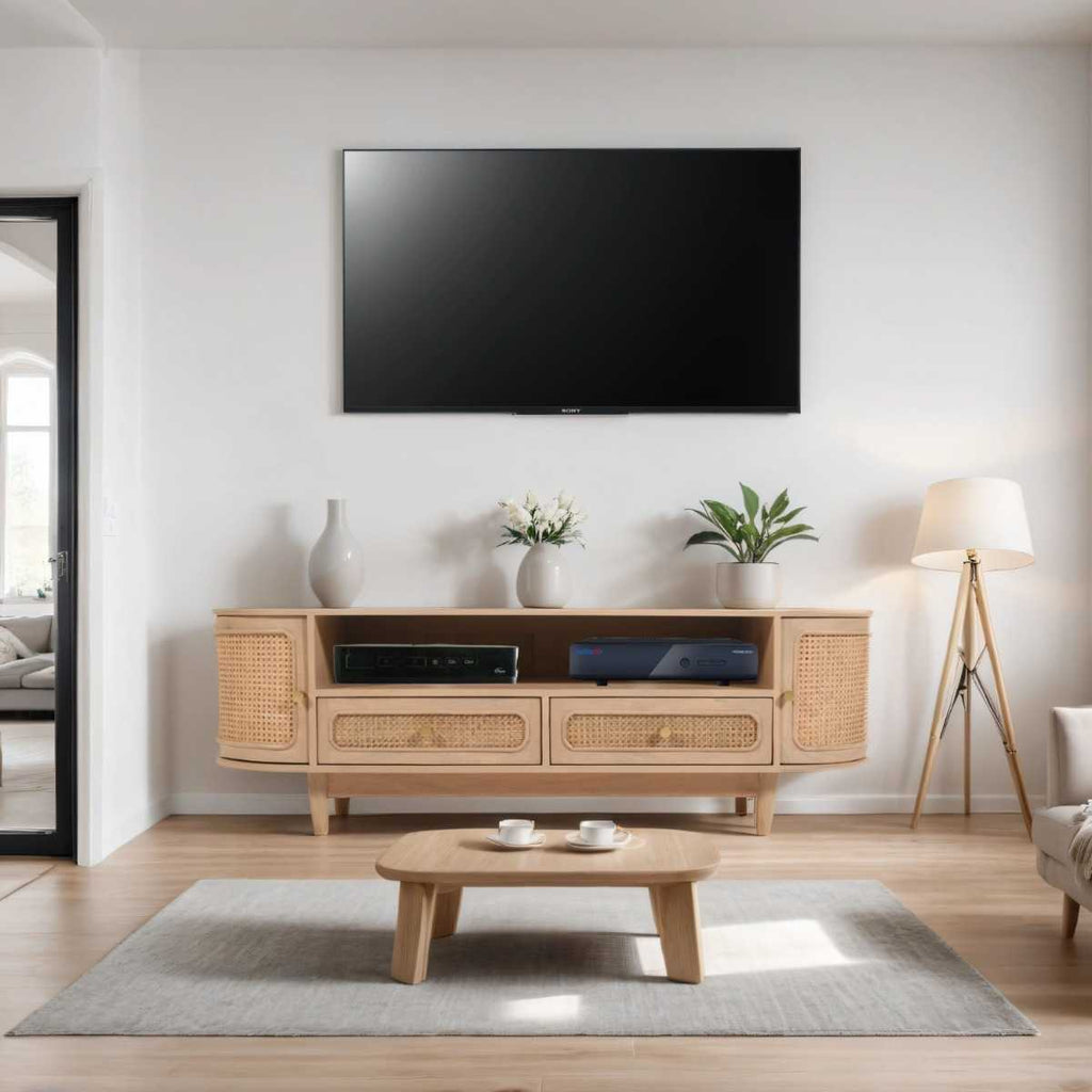Emiko Cane & Mango Wood 2 Drawers TV Cabinet