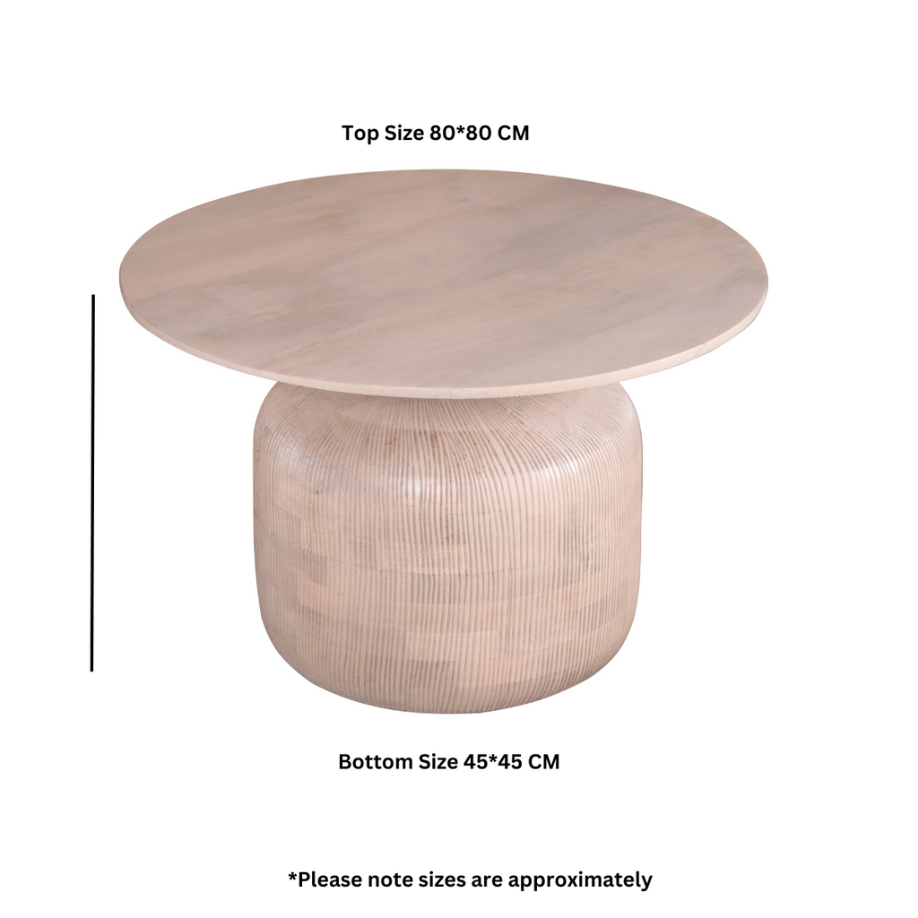 Emiko Cane & Mango Wood Round Coffee Table