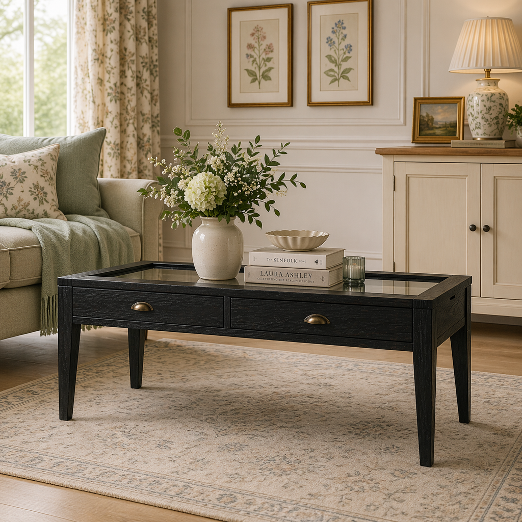 Elmhurst Black 2 Drawer Coffee Table