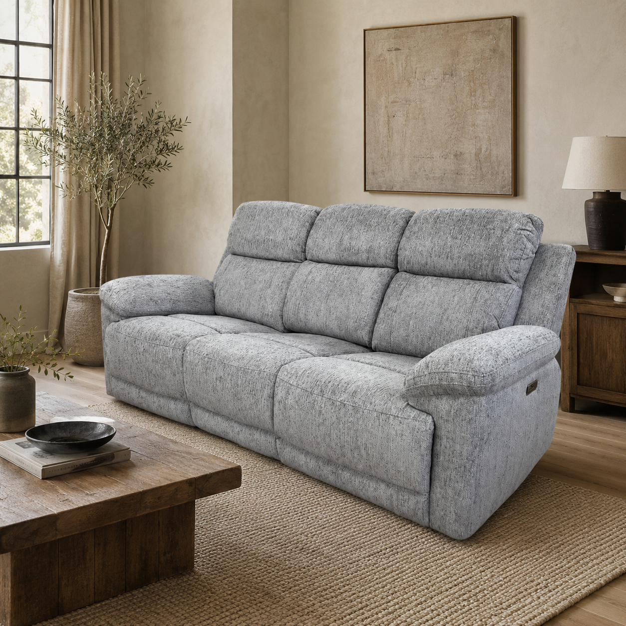Owen Power Recliner Grey 3 Seater