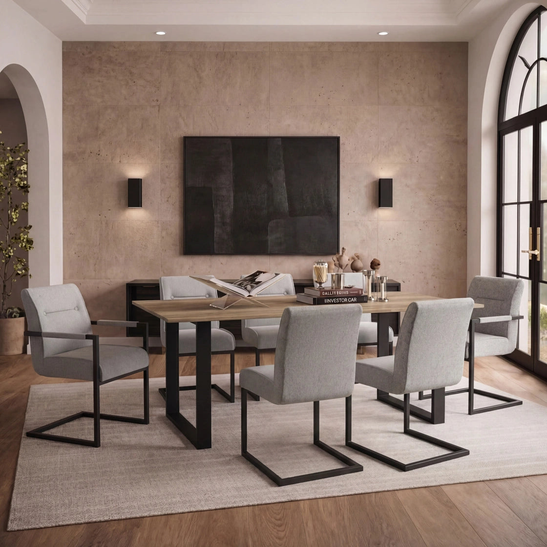 Cleaver Smoked Pearl / Black / Arms Dining Chair (2 Per Pack)