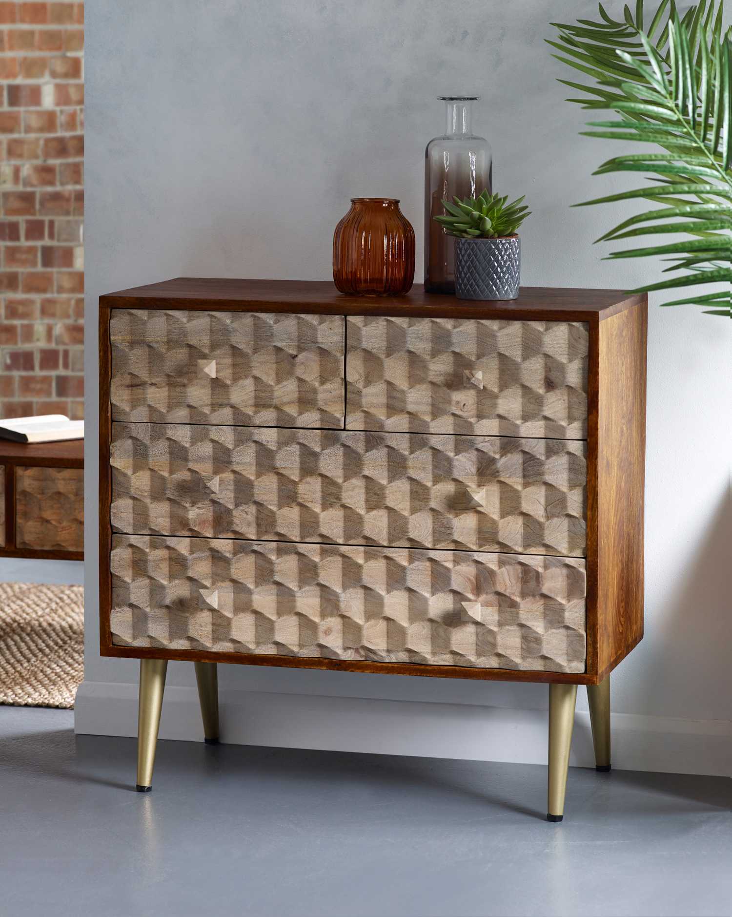 Ziggy Solid Mango Wood 4 Drawer Chest