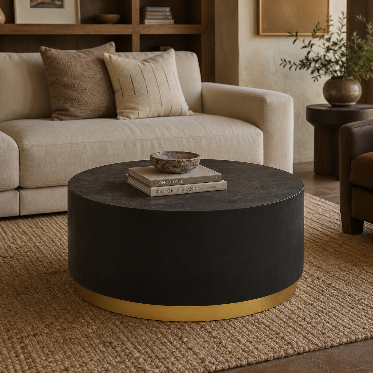 Naro Black And Gold Concrete Look Coffee Table