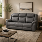 Leon Grey Tech Fabric 3 Seater Electric Reclining Sofa With Fold Down Cup Holders & USB/C Charging Ports
