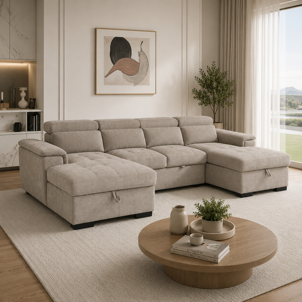 Alaya Sofabed Beige U Shape Corner