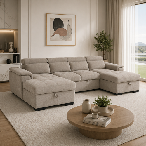 Alaya Sofabed Beige U Shape Corner