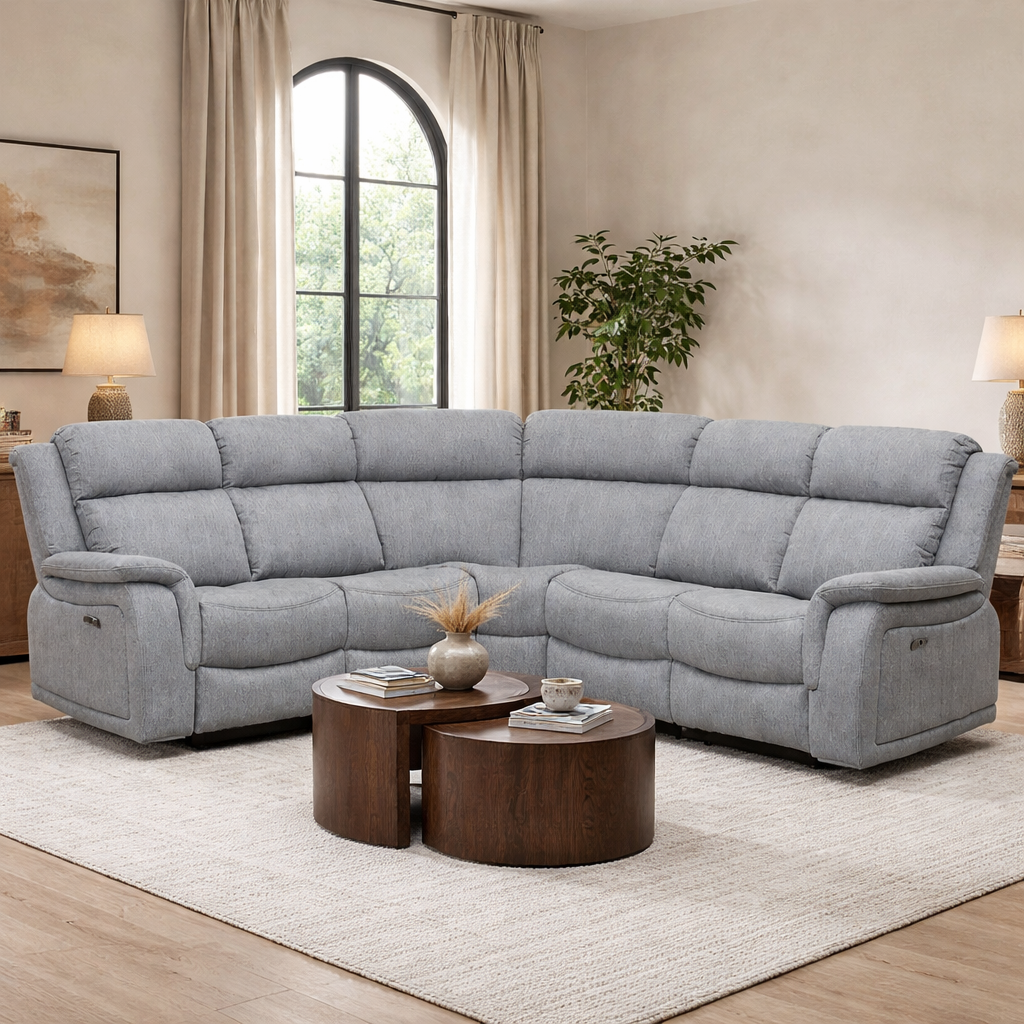 Linden Recliner Sofa Grey Large Corner