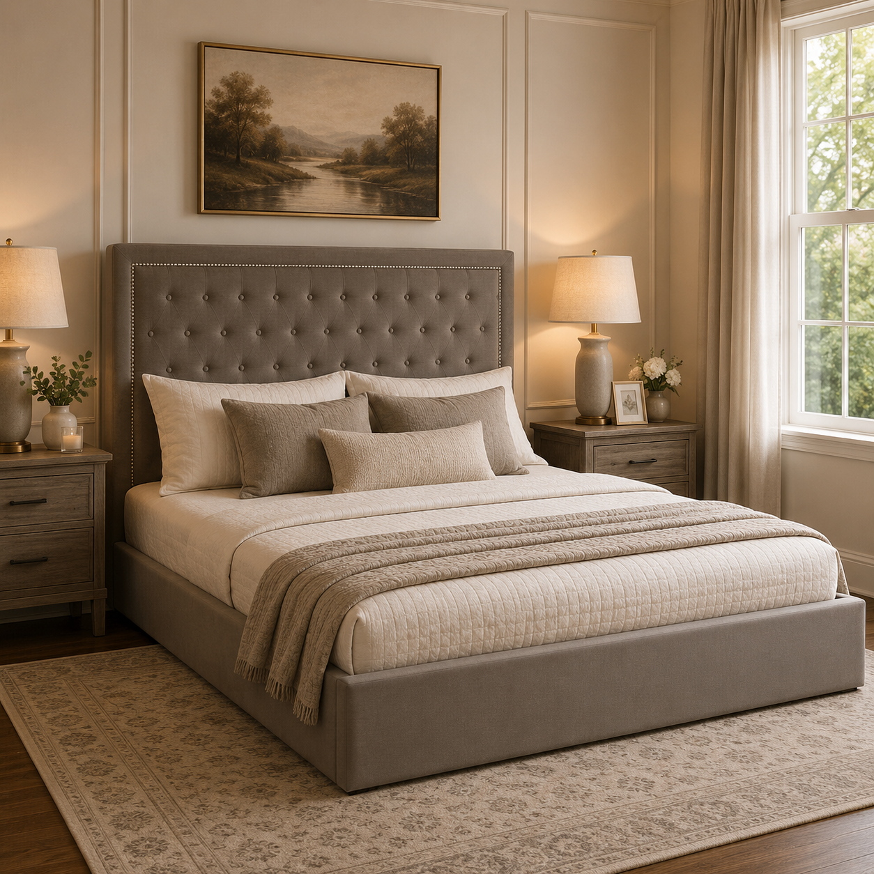 Hannah Grey Ottoman King Bed