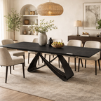 Serpenti Extending Dining Table Black & Sunset Gold Vein Ceramic