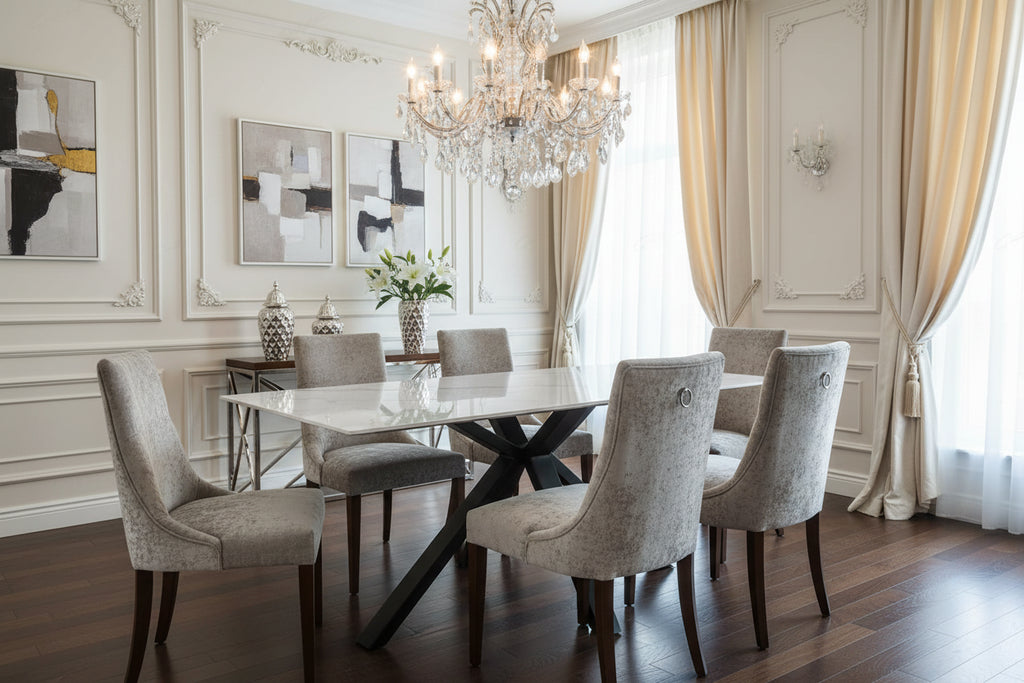Milana Cross Leg Table White Sintered Stone