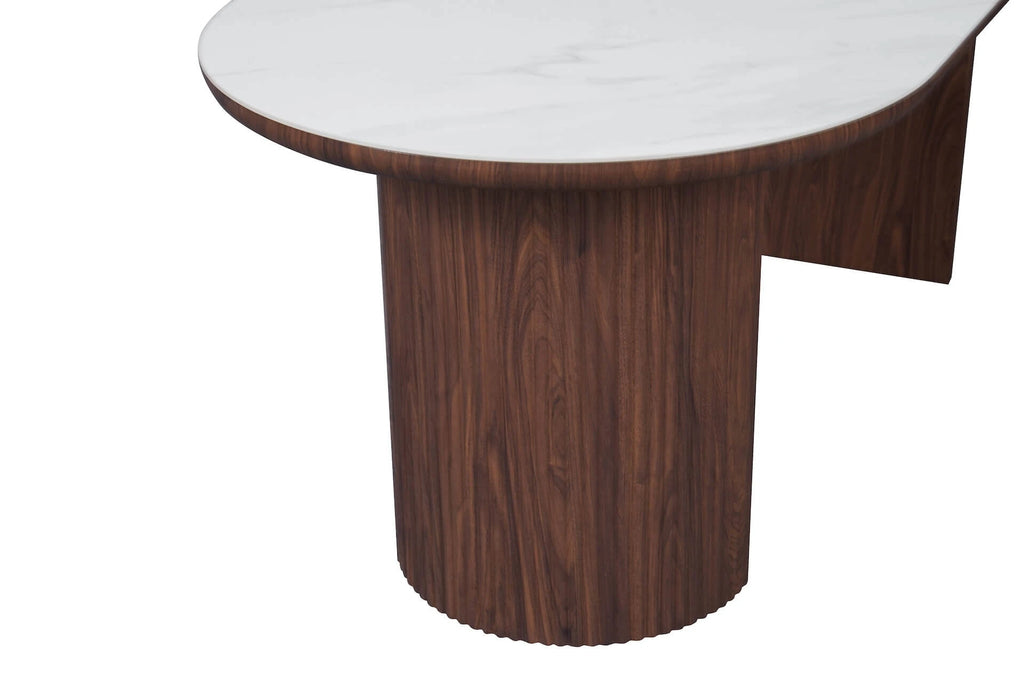 Mateo Dining Table Walnut & White Sintered Stone
