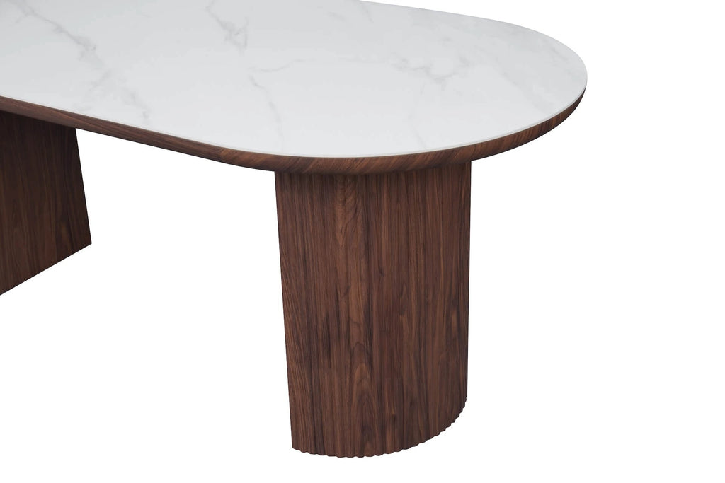 Mateo Dining Table Walnut & White Sintered Stone