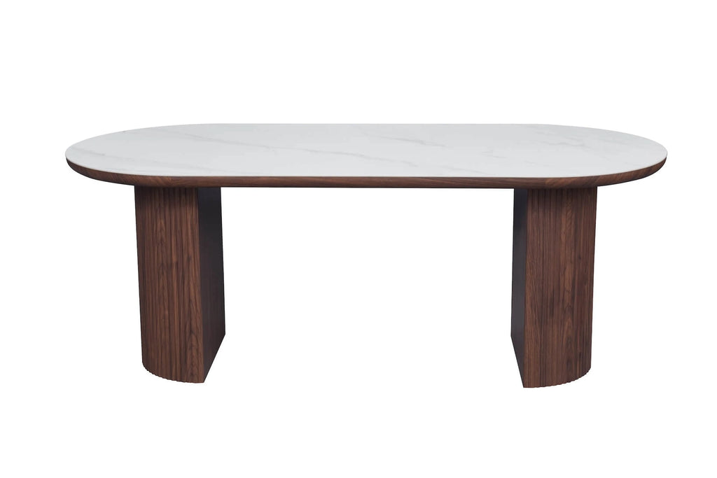 Mateo Dining Table Walnut & White Sintered Stone