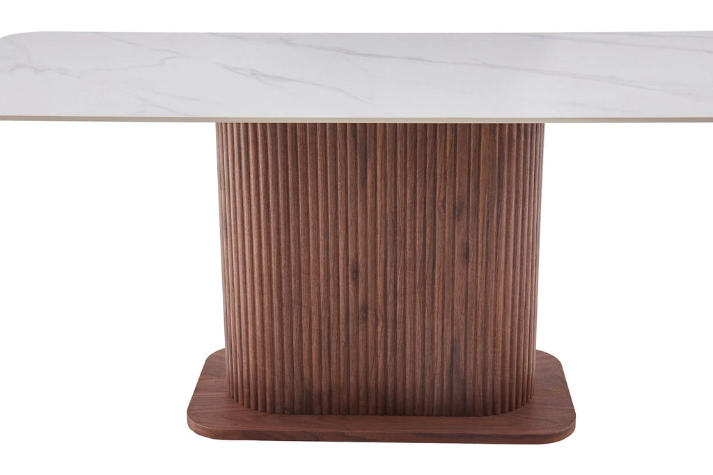 Eleanor Dining Table Walnut & White Sintered Stone
