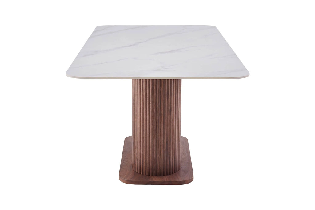 Eleanor Dining Table Walnut & White Sintered Stone