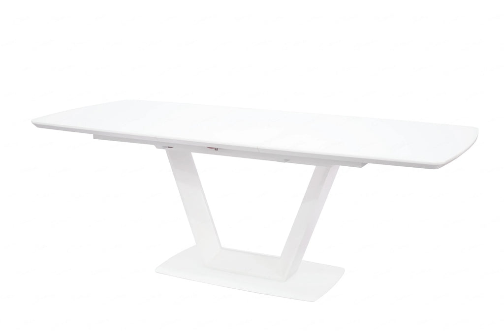 Logato Large Extending Dining Table Matt White & Glass