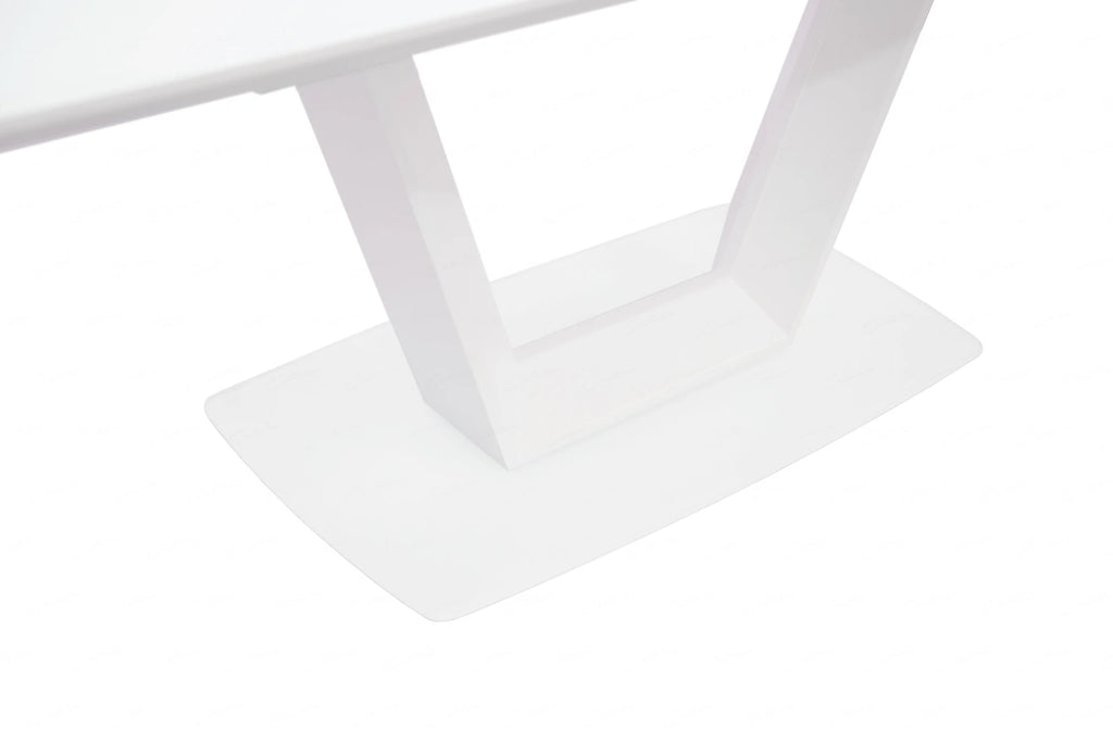 Logato Large Extending Dining Table Matt White & Glass