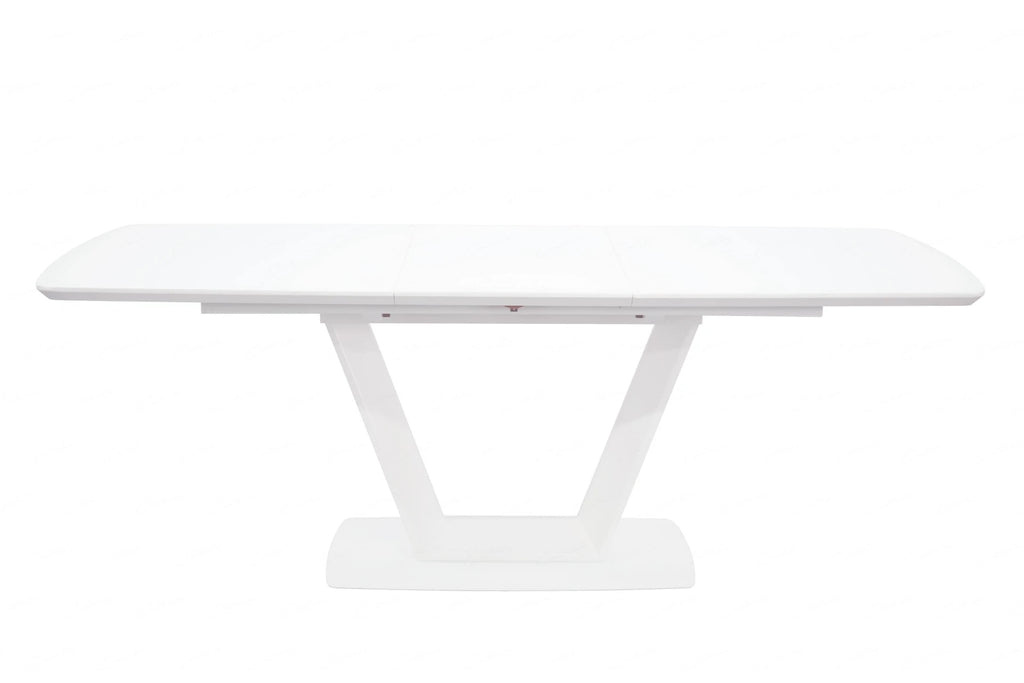 Logato Large Extending Dining Table Matt White & Glass