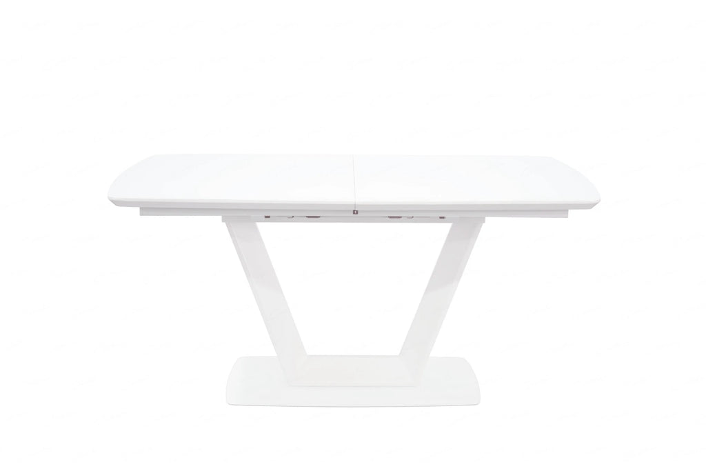 Logato Large Extending Dining Table Matt White & Glass