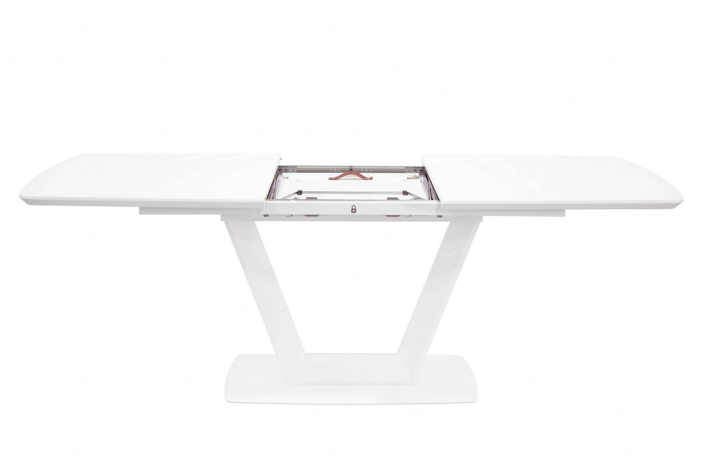 Logato Large Extending Dining Table Matt White & Glass