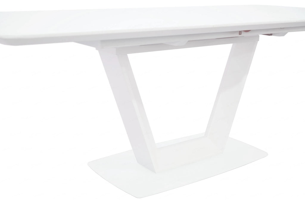 Logato Large Extending Dining Table Matt White & Glass