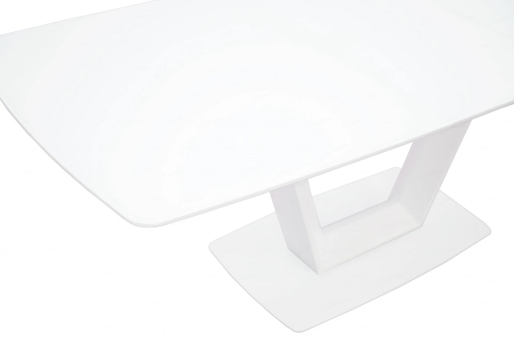 Logato Large Extending Dining Table Matt White & Glass