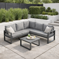 Dune Range Square Corner Set Charcoal Aluminium Frame With Charcoal Cushions