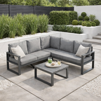 Dune Range Square Corner Set Charcoal Aluminium Frame With Charcoal Cushions