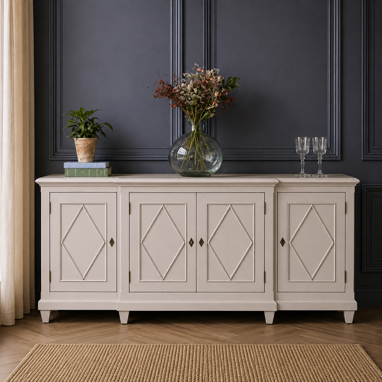 Classical Distressed Sideboard 206cm
