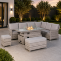 Havana Range High Back Right Hand Corner Sofa Set with Fire Pit Rising Table