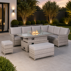 Havana Range High Back Right Hand Corner Sofa Set with Fire Pit Rising Table