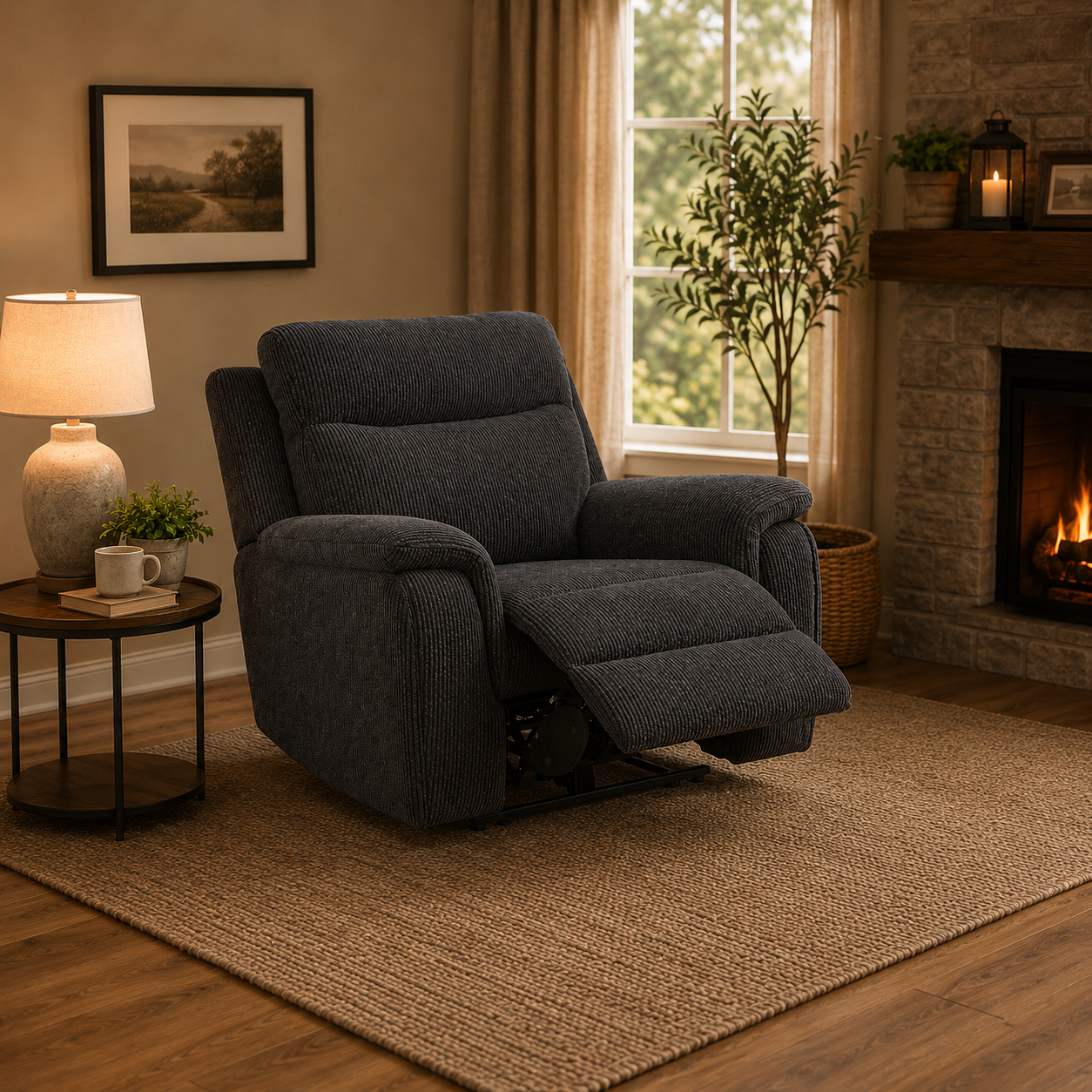 Maverick Black Lay-Z-Boy Style Fabric Power Recliner Armchair Tamla | Maverick | DFS