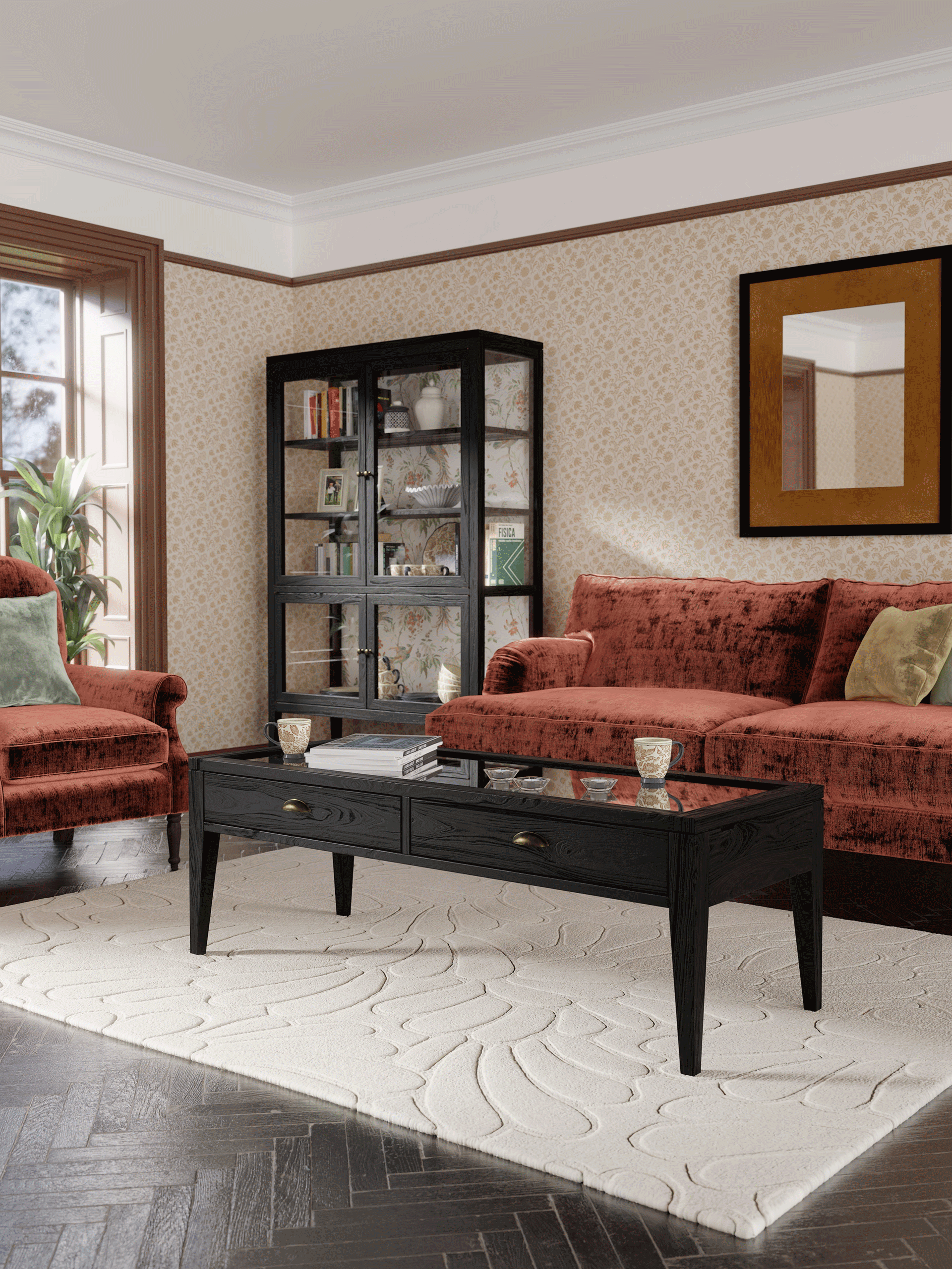 Elmhurst Black 2 Drawer Coffee Table